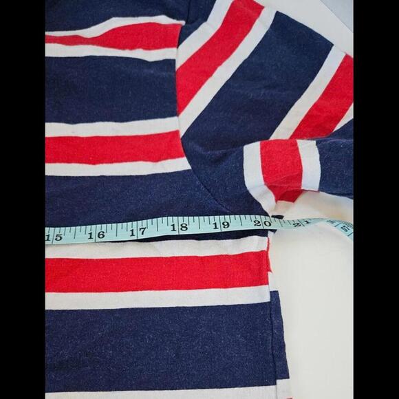 VANS Women's Striped Cropped Tee - Red, Navy & White Size Medium - Picture 6 of 7